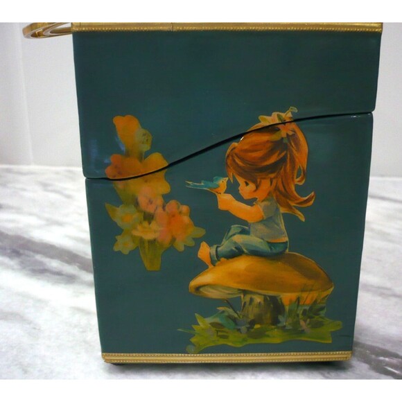 Vtg Handmade Cottagecore Wooden Purse Decoupage Whimsical Makeup Trinket Box - Picture 5 of 16